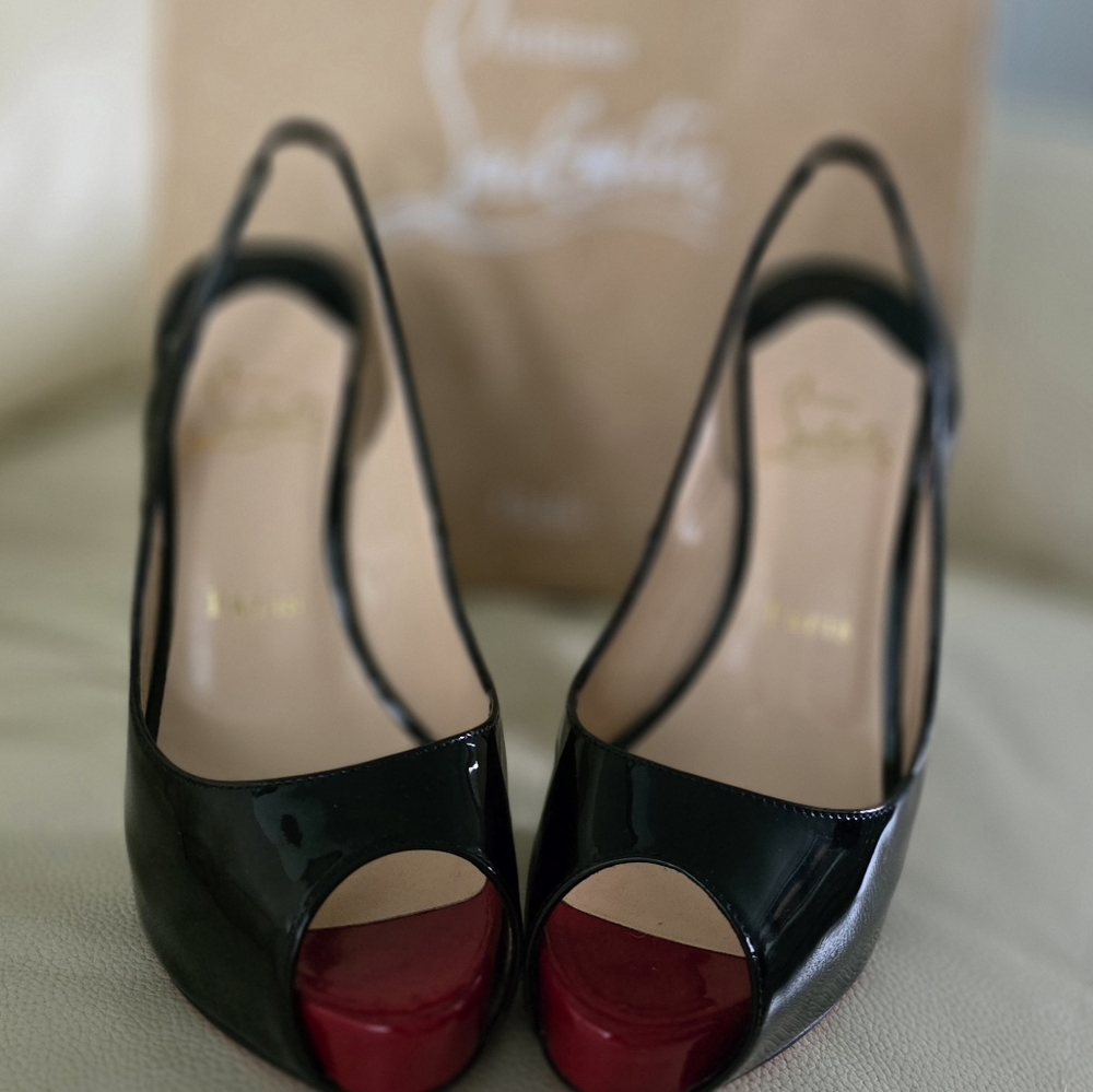 Christian Louboutin Patent Leather Peep Toe Slingback Heels US 6 / EU 36 - Picture 9 of 12